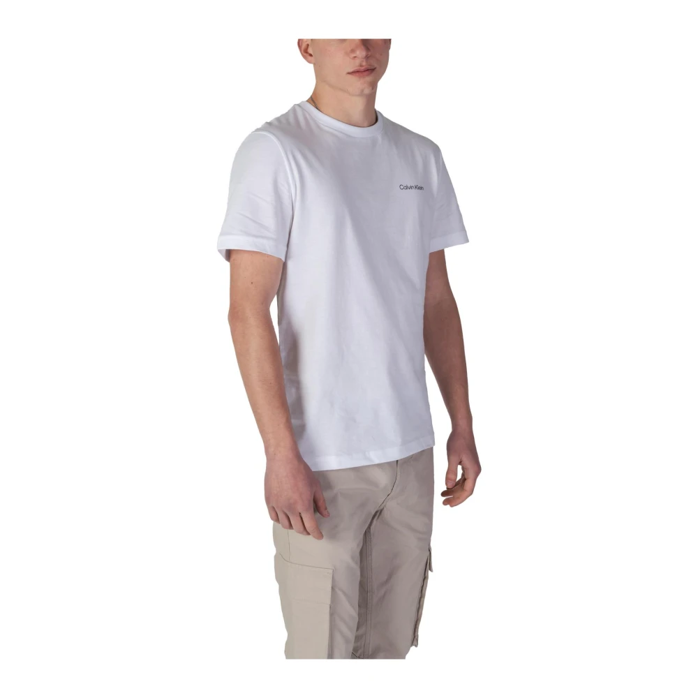 Calvin Klein Witte Katoenen T-shirt Ronde Hals Korte Mouw White Heren