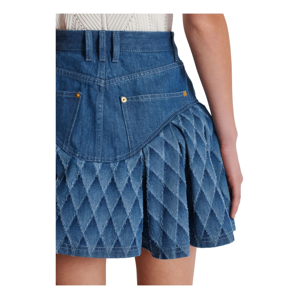 Balmain Korte Denim Rok Blue Dames