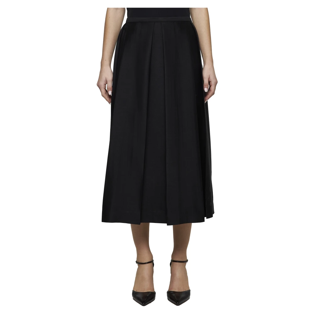 TotêMe Wijdvallende Zwarte Rok Twinflower Silhouet Black Dames