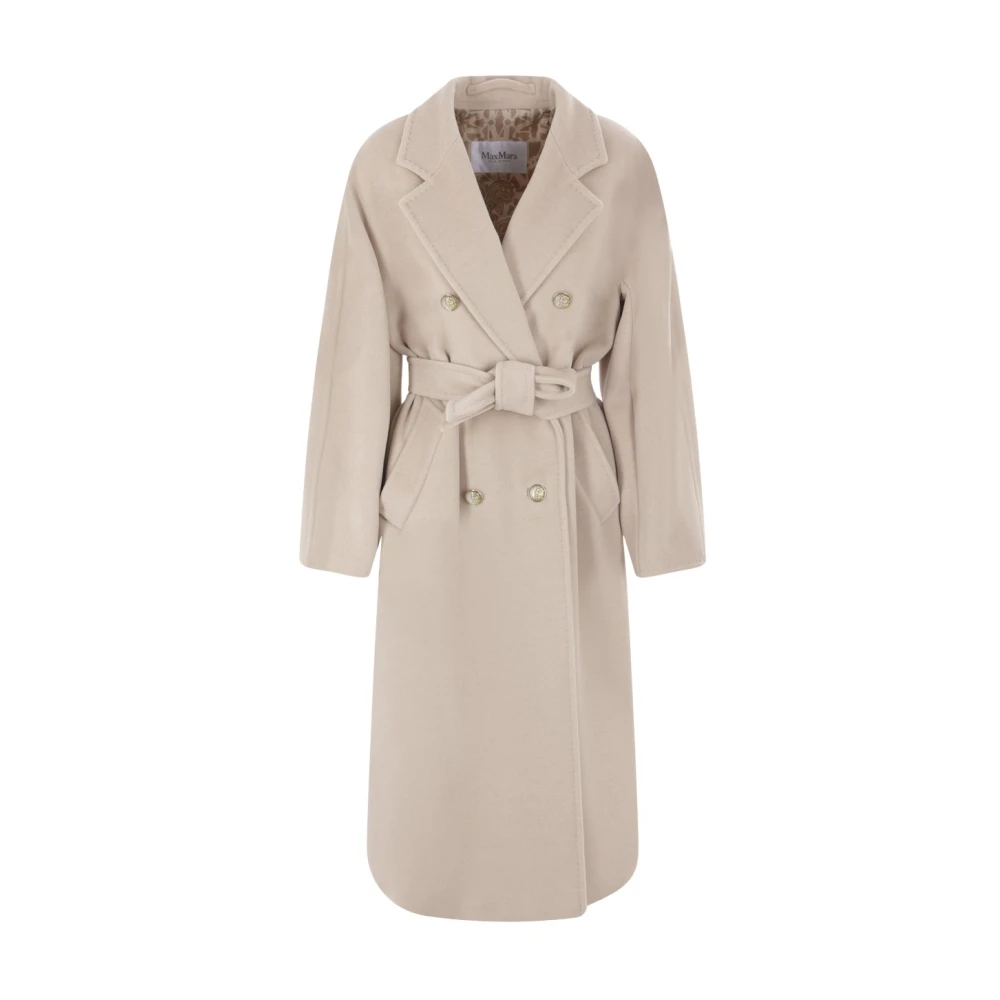 Max Mara Double-breasted wol en kasjmier jas Beige Dames