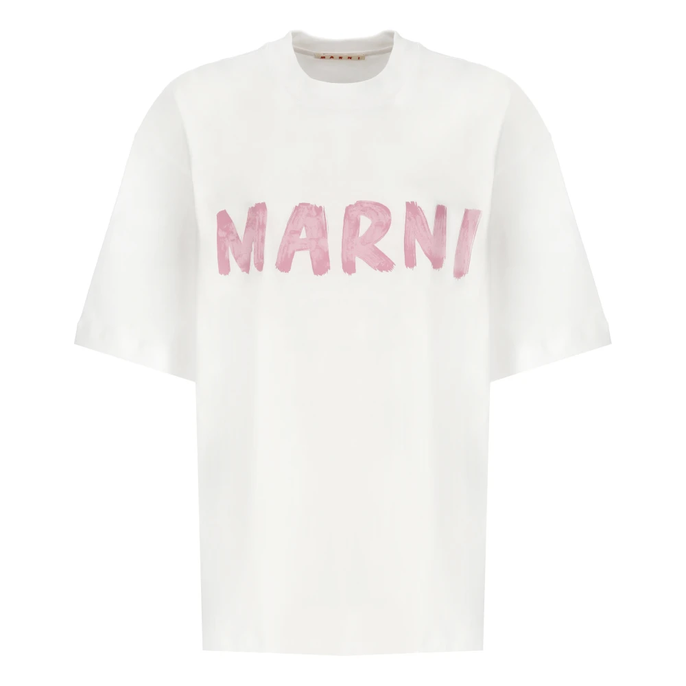 Marni Wit Katoenen T-shirt met Logo White Dames