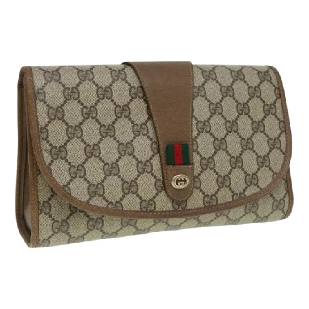 Gucci Vintage Pre-owned Leather clutches Beige Dames