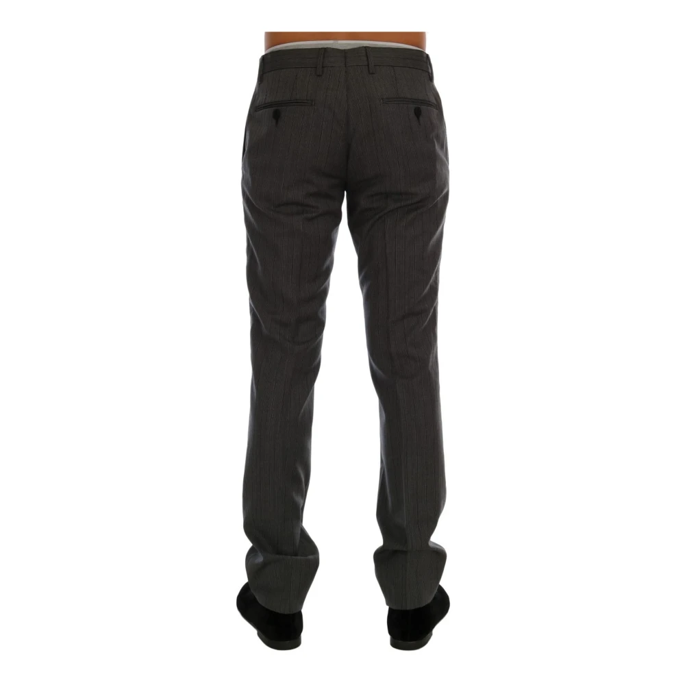 Dolce & Gabbana Grijze Gestreepte Wol Formele Broek Gray Heren