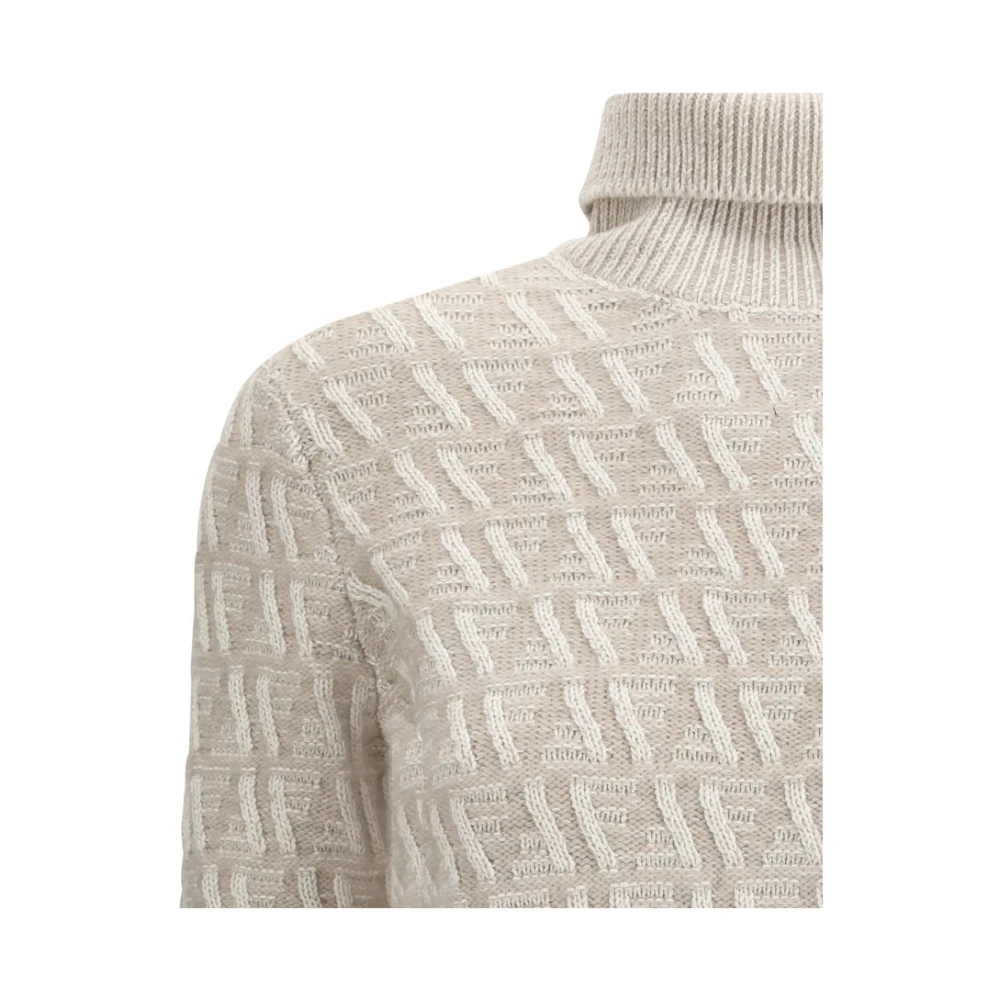 Fendi Zijden Jacquard Coltrui Beige Dames