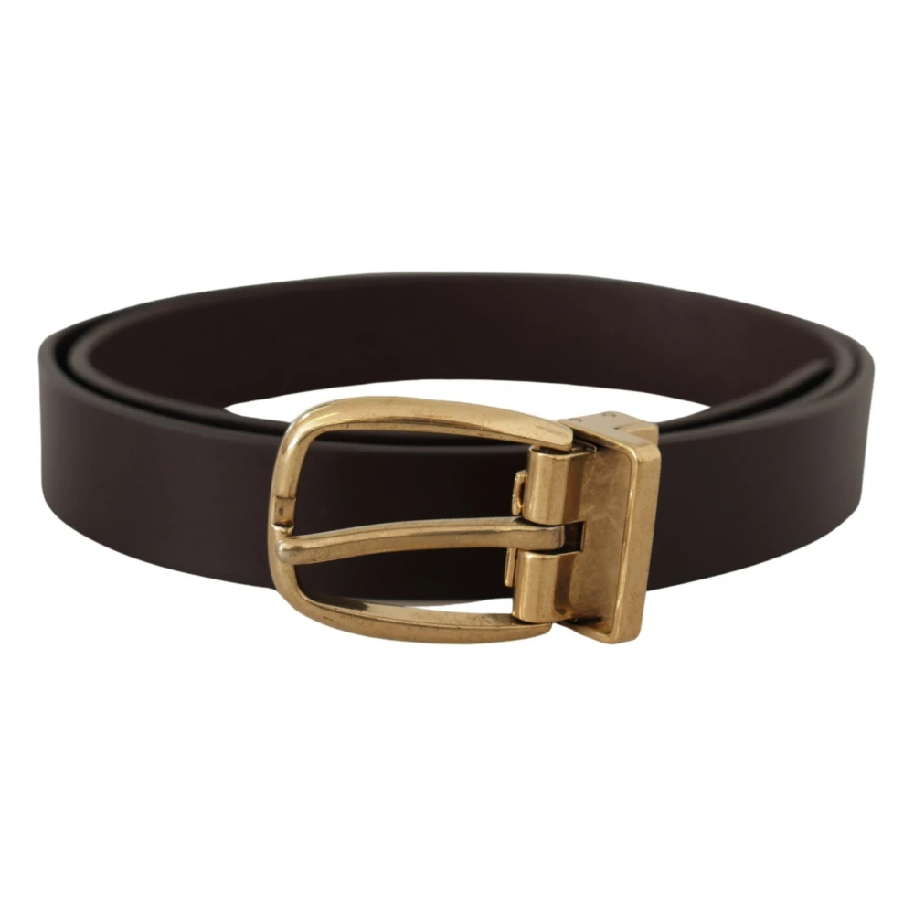 Dolce & Gabbana Elegante donkerbruine leren riem Brown Heren