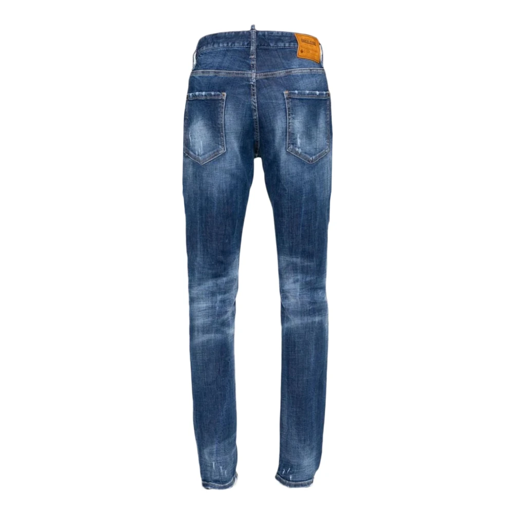 Dsquared2 Blauwe Gewassen Skinny Jeans met Versleten Details Blue Heren