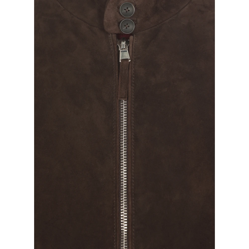The Jack Leathers Bruine Suède Leren Jas voor Mannen Brown Heren