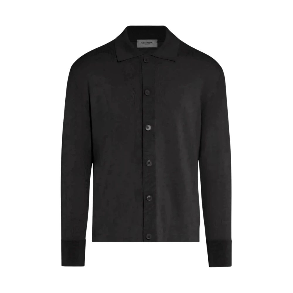 Paolo Pecora Men's Black Cardigans, L, Camicia Maglia