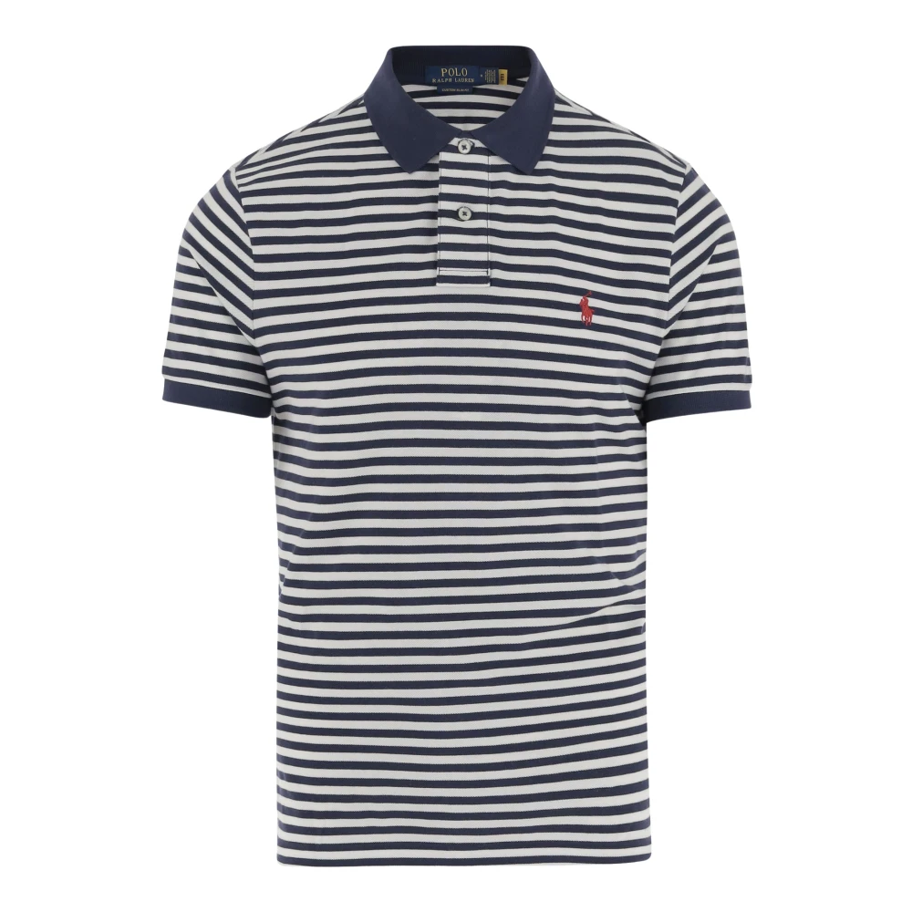 Polo Ralph Lauren Men's Gray Striped Cotton Polo Shirt