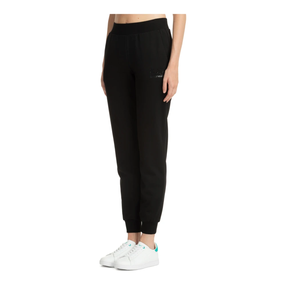 Emporio Armani EA7 Elastische Taille Joggers met Logo Black Dames