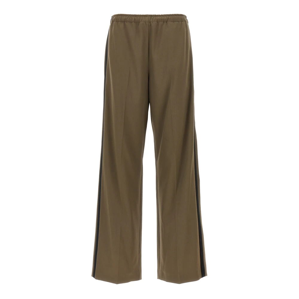 Mm6 Maison Margiela Women's Green Satin Band Trousers - Wide Trousers - 2XS - Trousers