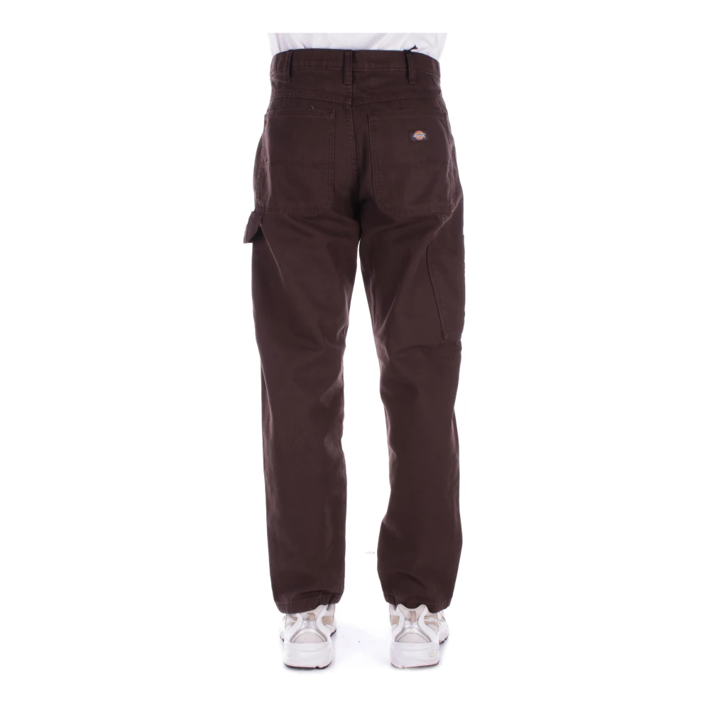 Dickies Logo Achter Broek Knoop Rits Zakken Brown Heren