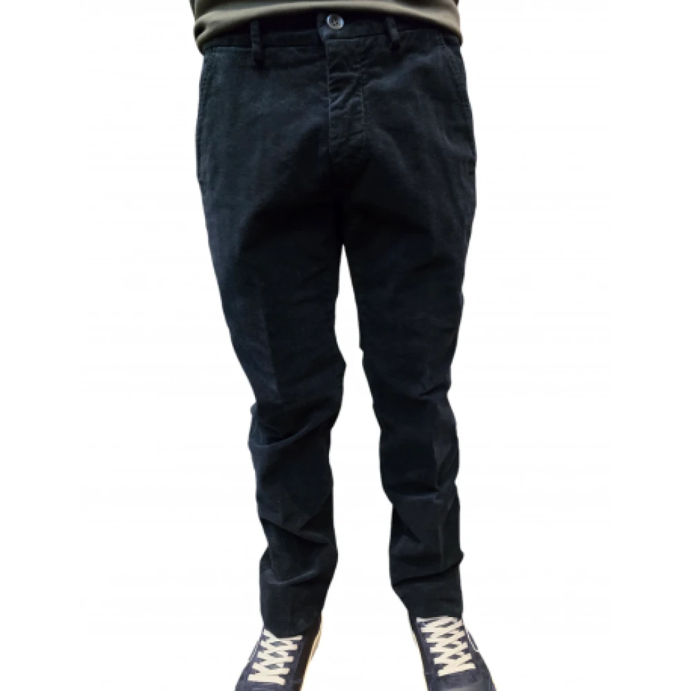 Mason's Navy Geborstelde Katoenen Chino's Blue Heren