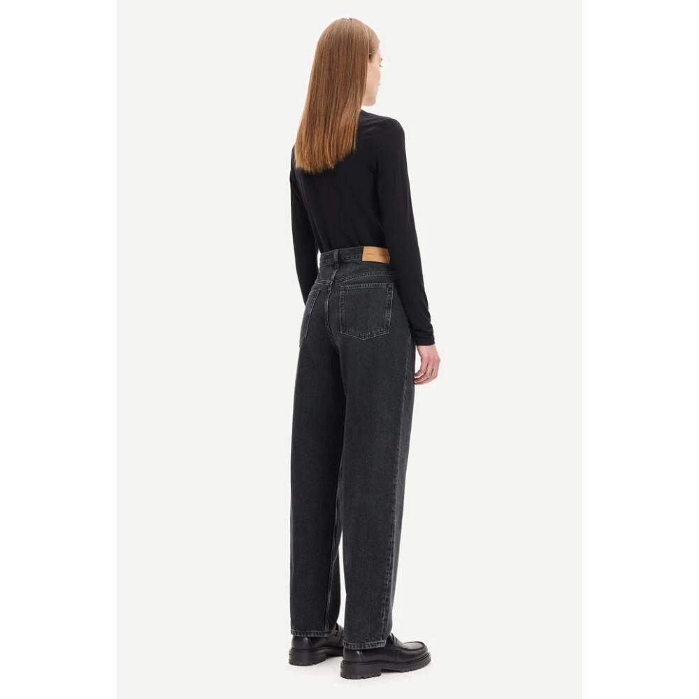 Samsøe Lange mouw ronde hals T-shirt Black Dames