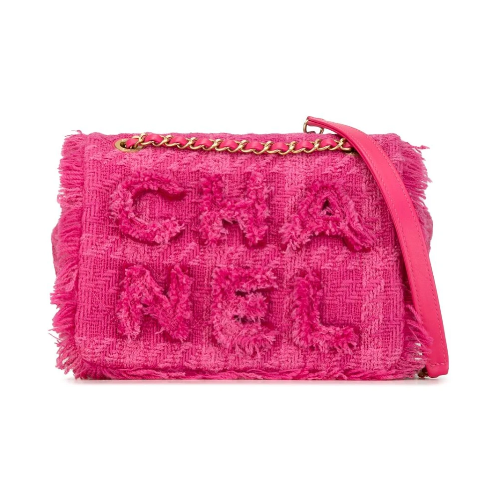 Chanel Vintage Women's Pink Pre-Owned Fringe Tweed Chanel 19 Bag