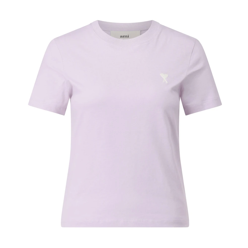 Ami Paris Klassieke Logo Borduurwerk T-Shirt Purple Dames