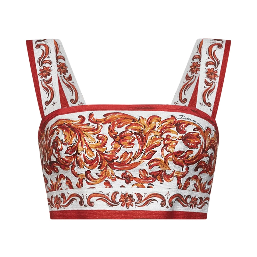 Dolce & Gabbana Maiolica-Print Top - Female - Sleeveless Tops - Multicolor - Xl - Tops