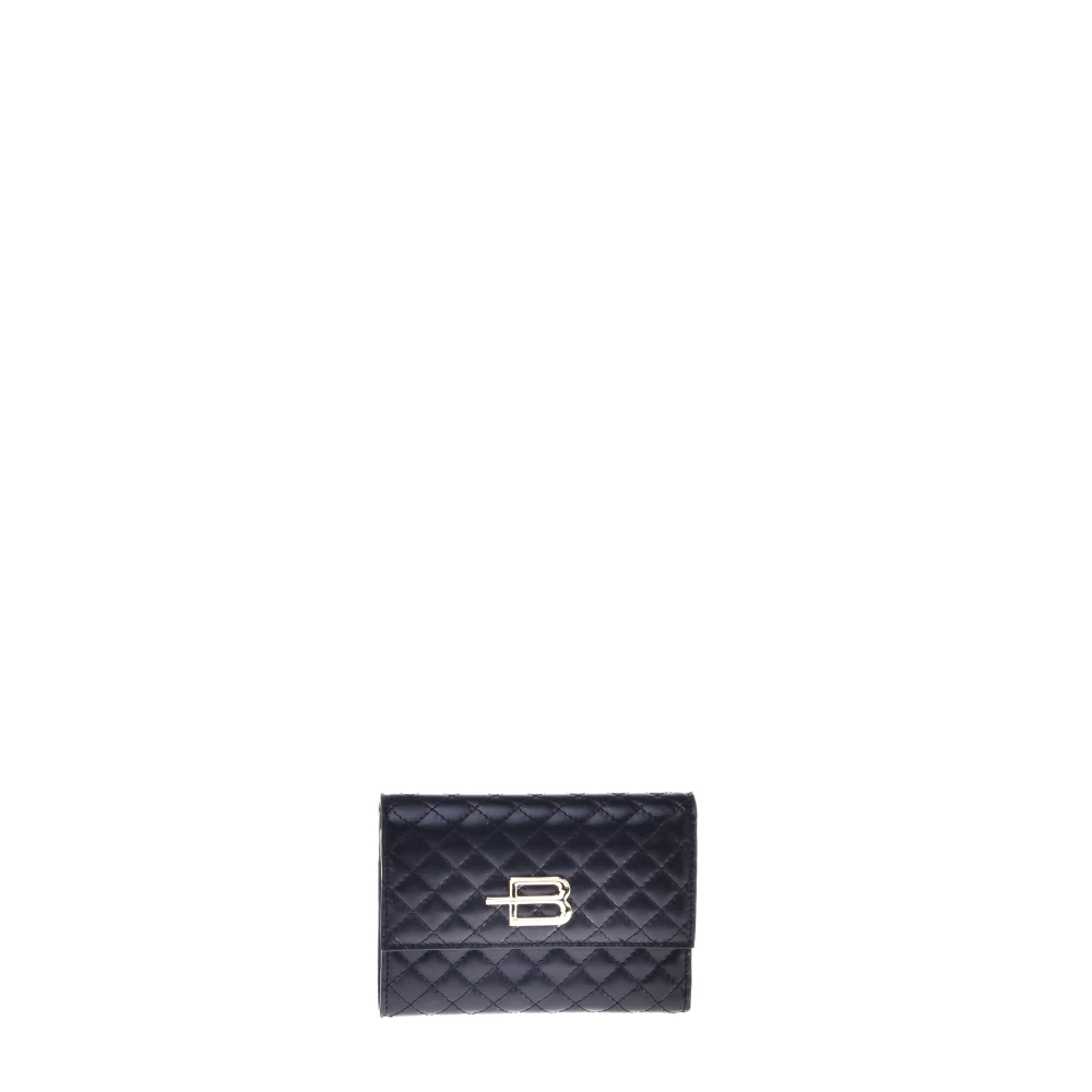 Baldinini Wallet in black quilted leather Black Dames