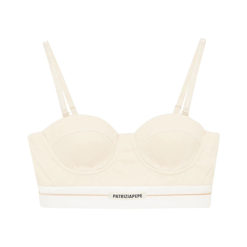 PATRIZIA PEPE Ivory Skin Bustier Top Beige Dames