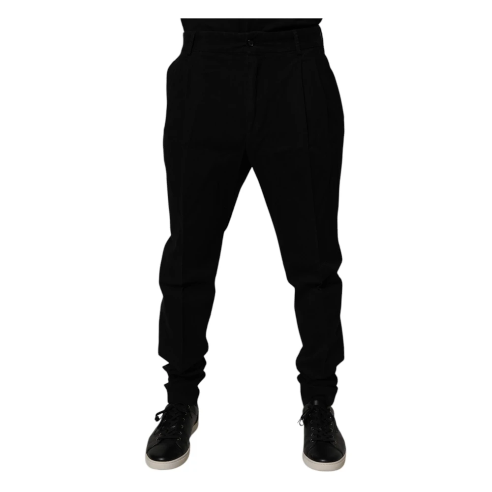 Dolce & Gabbana Men's Black Mid Waist Skinny Trousers - Slim-Fit Trousers - Xl - Trousers
