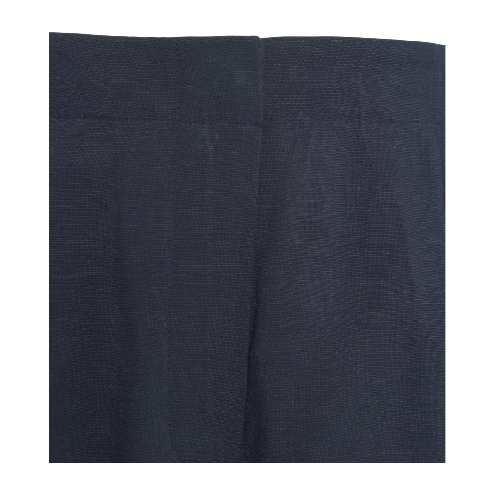 8pm Blauwe Linnen Blend Wijde Pijp Broek Blue Dames