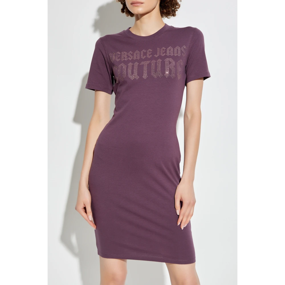 Versace Jeans Couture Jurk met logo Purple Dames