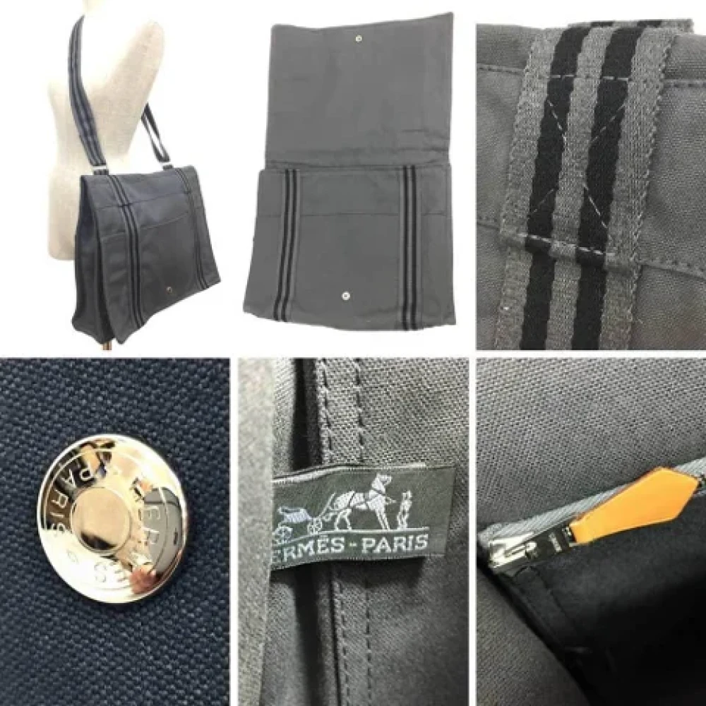 Hermès Vintage Pre-owned Canvas shoulder-bags Gray Dames