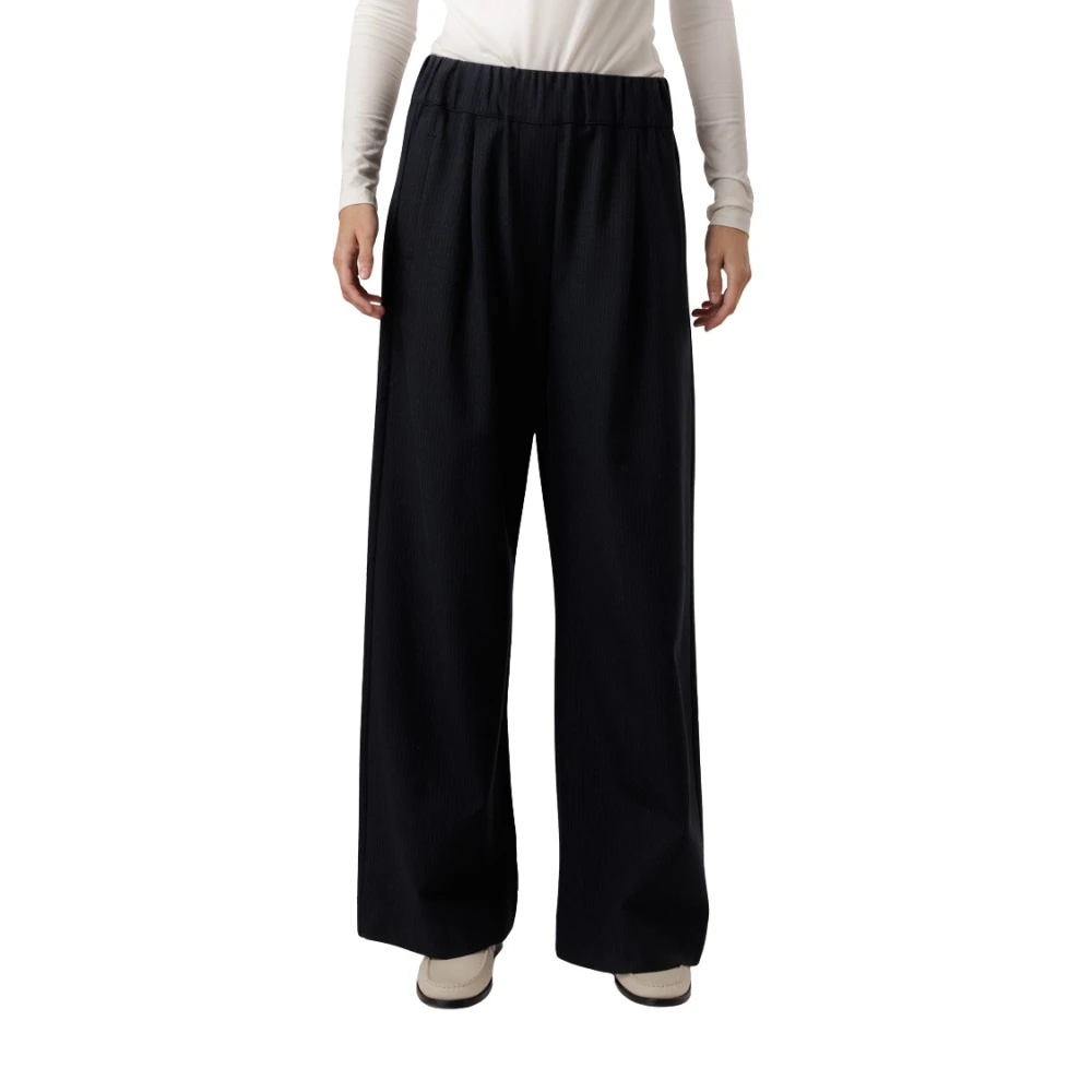 By-Bar Gestreepte Wijde Broek Donkerblauw Blue Dames