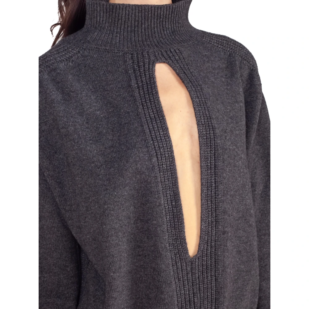 Liviana Conti Donkergrijze Cutout Mock Neck Sweater Gray Dames