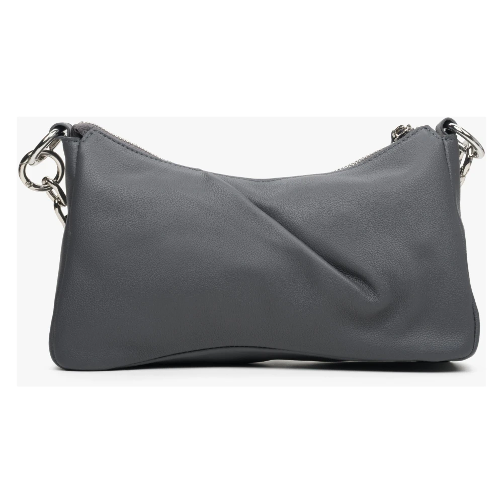 Estro Dames Grijze Ketting Schouder Baguette Tas gemaakt van Echt Leer Er00113721 Gray Dames