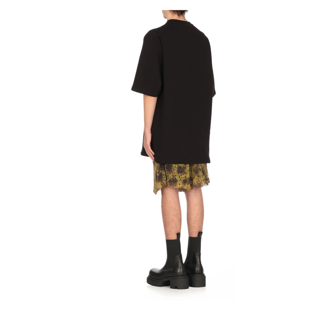 Rick Owens Zwart Katoen Fleece Crewneck T-shirt Black Heren