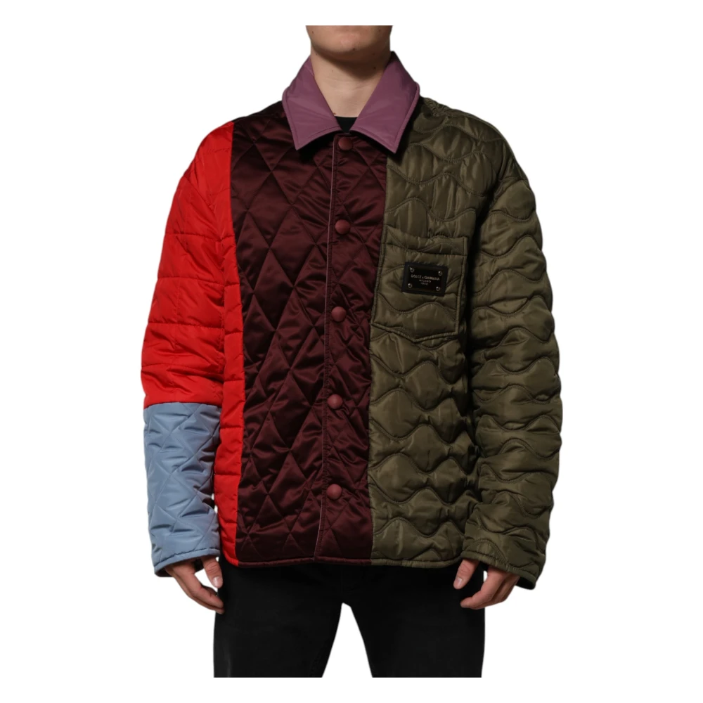 Dolce & Gabbana Multicolor Multifärgad Patchwork Quiltad Jacka