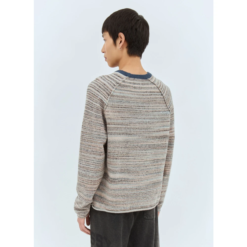 Stüssy Gestreepte Crewneck Sweater Gray Heren