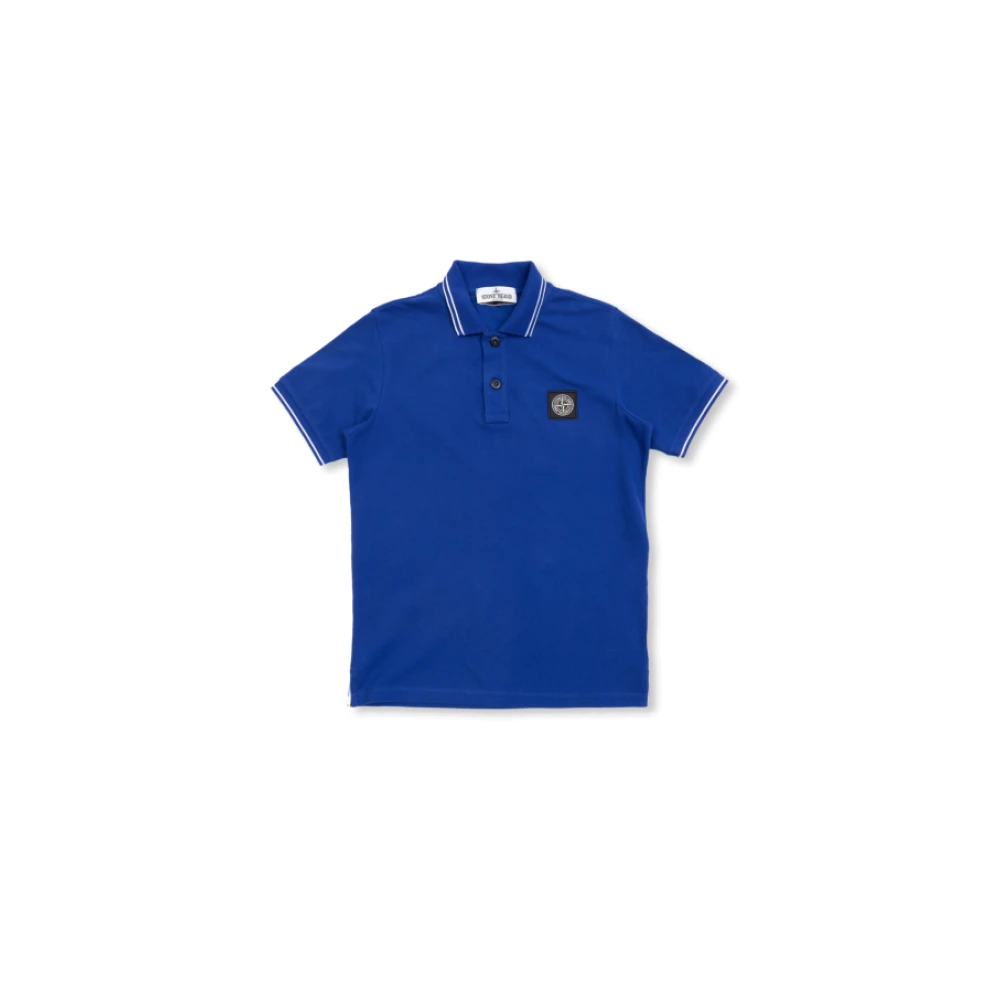 Stone Island Boys Blue T-Shirts,, Polo With Striped Collar Size 2 Y