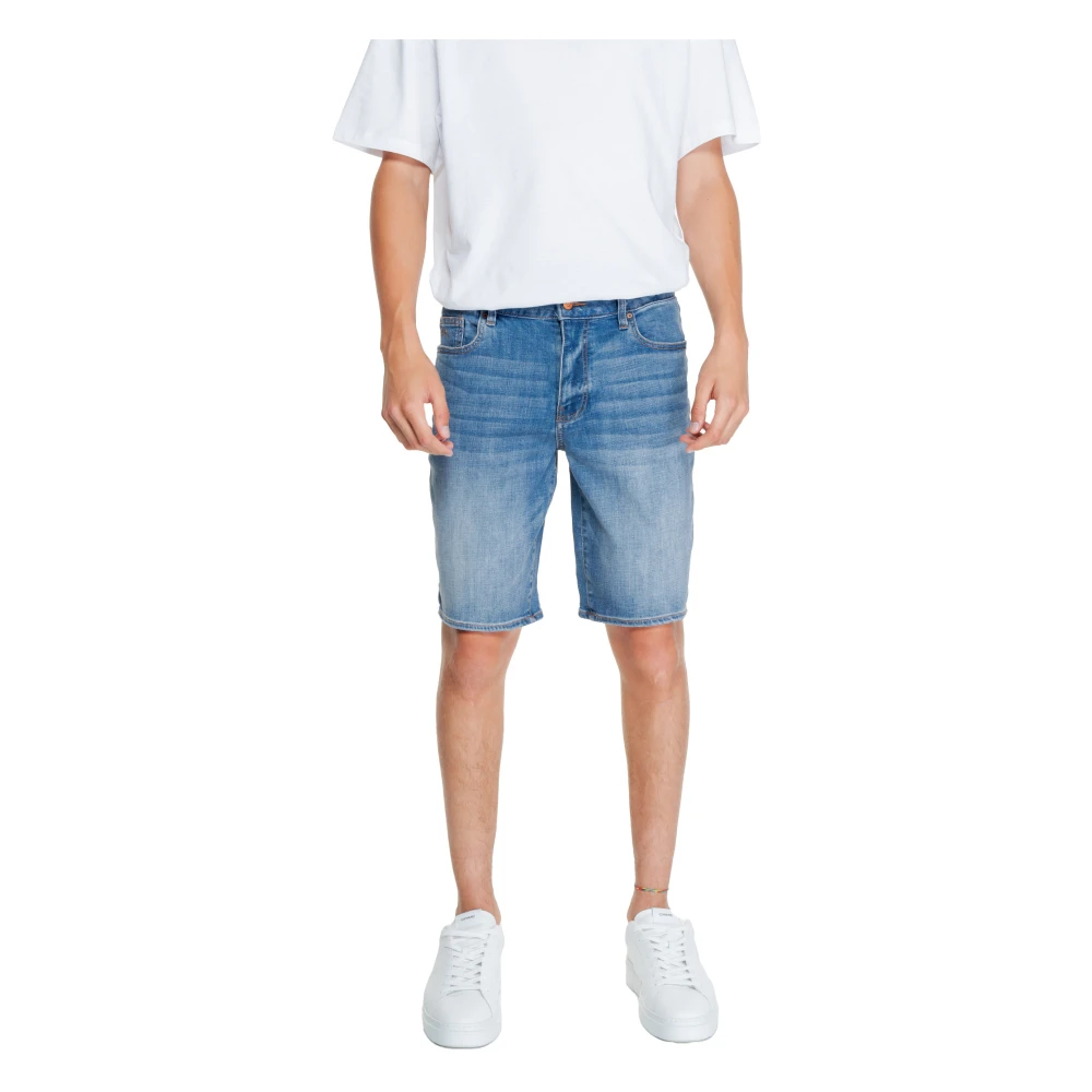 Armani Exchange Blauwe Katoenen Shorts met Ritssluiting Blue Heren