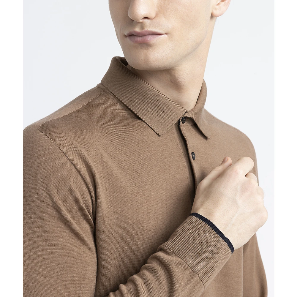 PESERICO Trui van pure nieuwe wol met poloshirt kraag Brown Heren