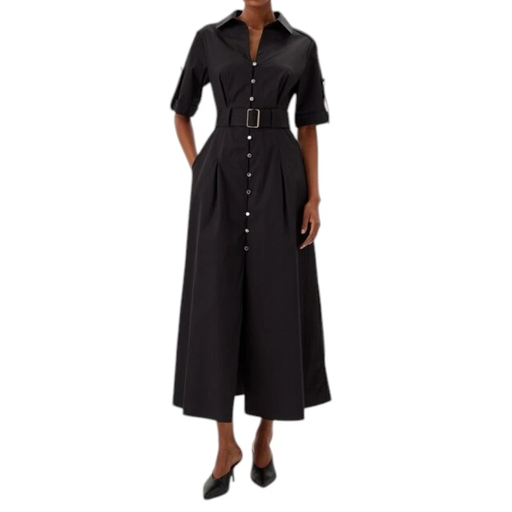 Fracomina Women's Black Long Chemisier Dress - Shirt Dresses - Xl - Dresses