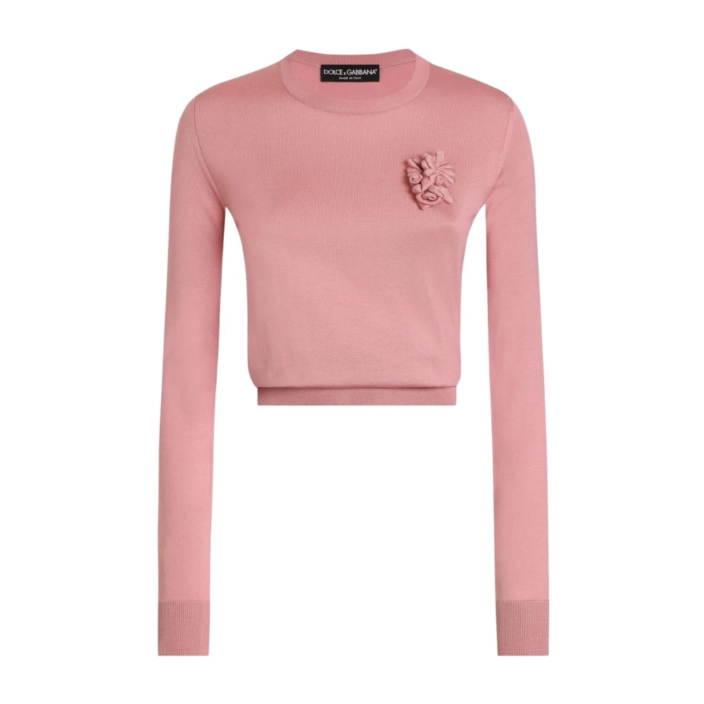 Dolce & Gabbana CrewNeck Pullover Sweaters Pink Dames
