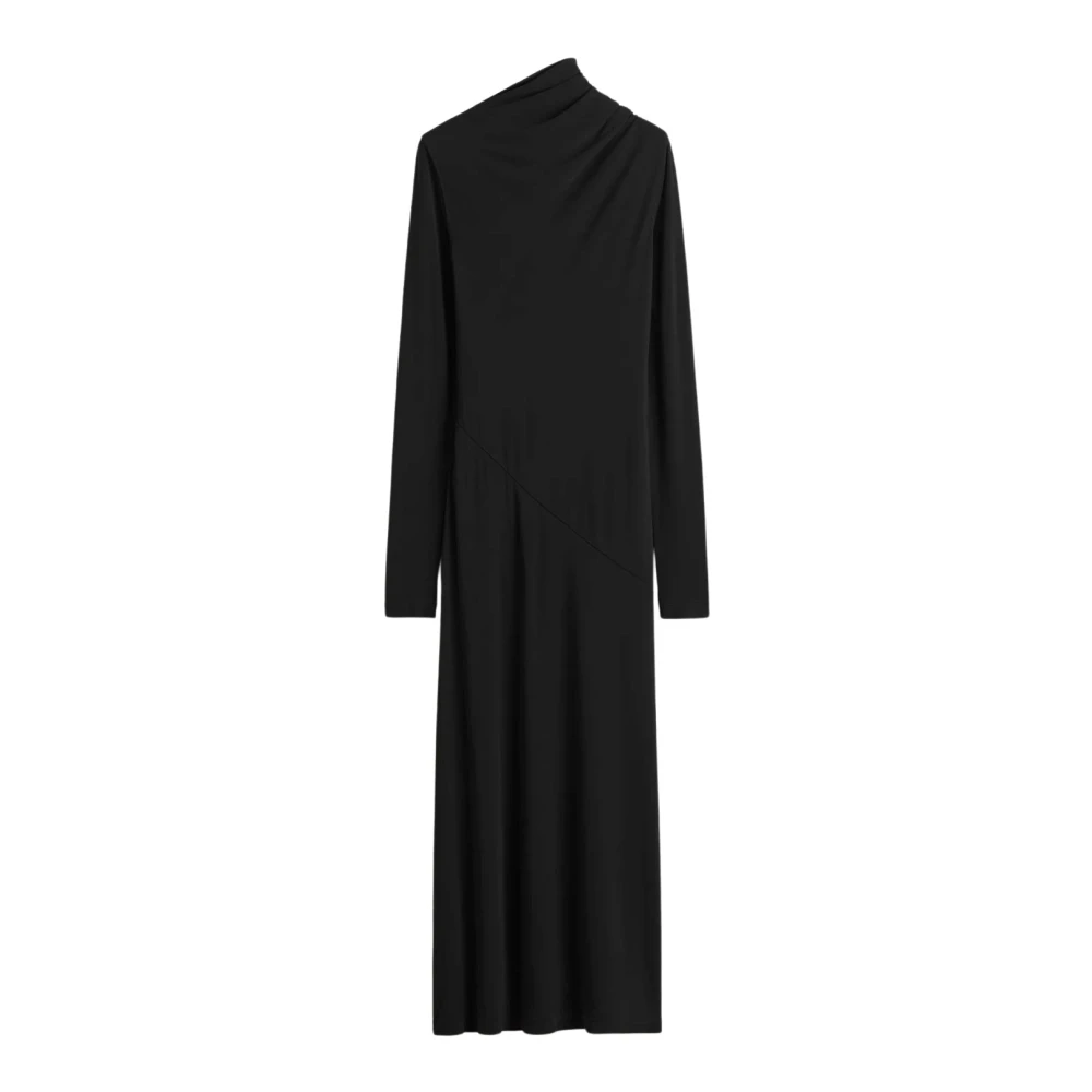 TotêMe Asymmetrisk Draperad Jersey Klänning Black, Dam