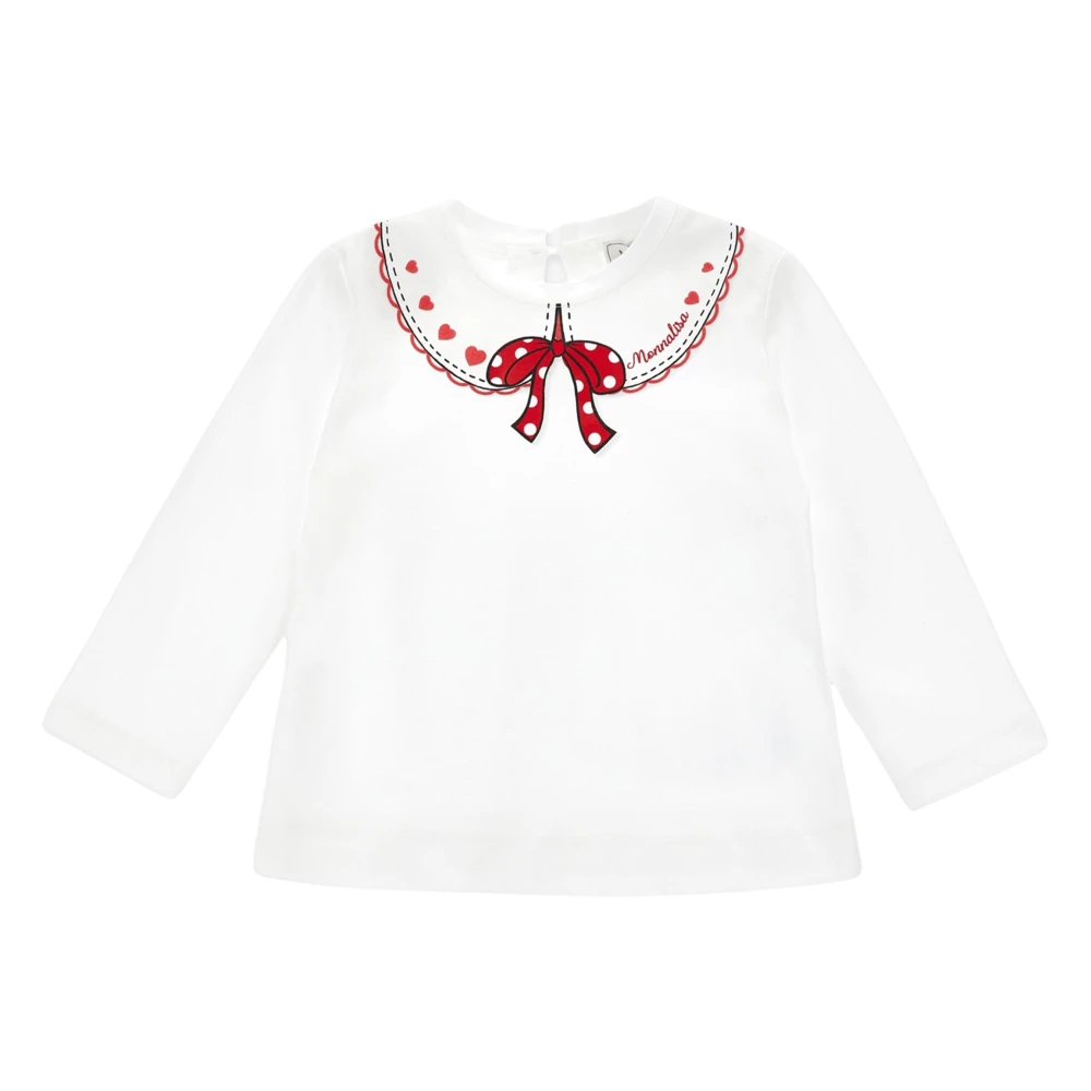Monnalisa Women's White Bow Collar Jersey Top