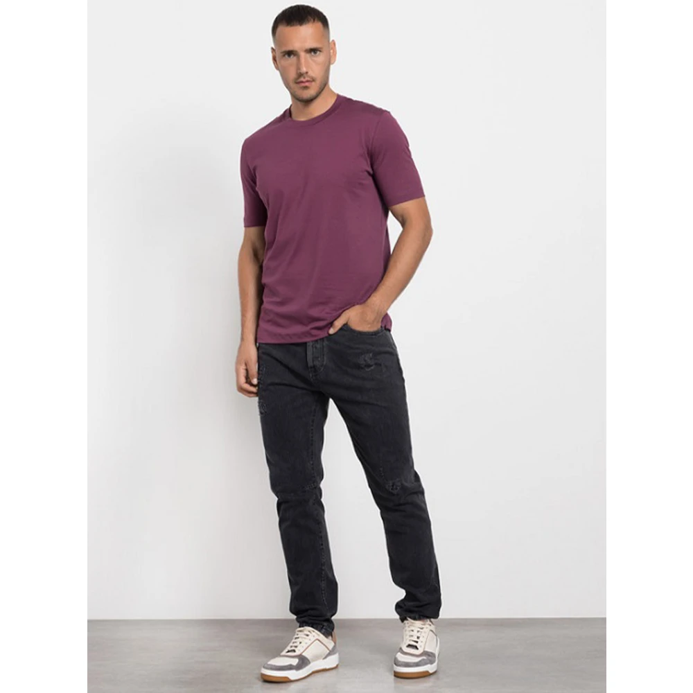 BRUNELLO CUCINELLI Heren Basic Fit T-shirt Purple Heren