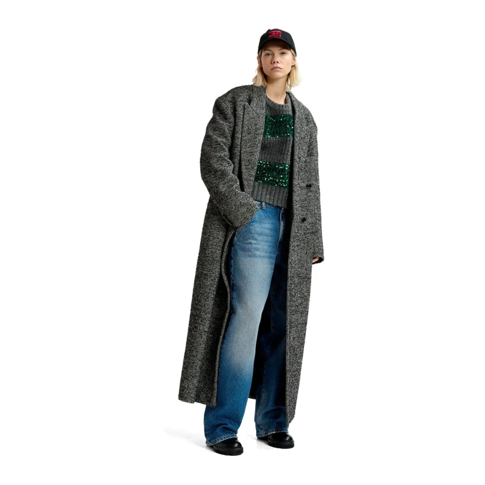 Essentiel Antwerp Sprankelende Gestreepte Gebreide Trui Gray Dames