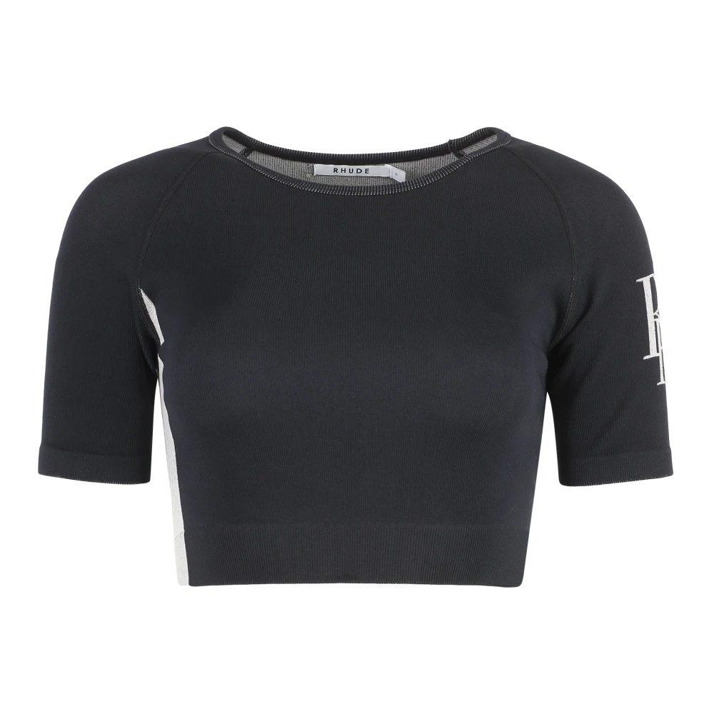Rhude Logo Crop-top in Contrasterende Kleuren Black Dames