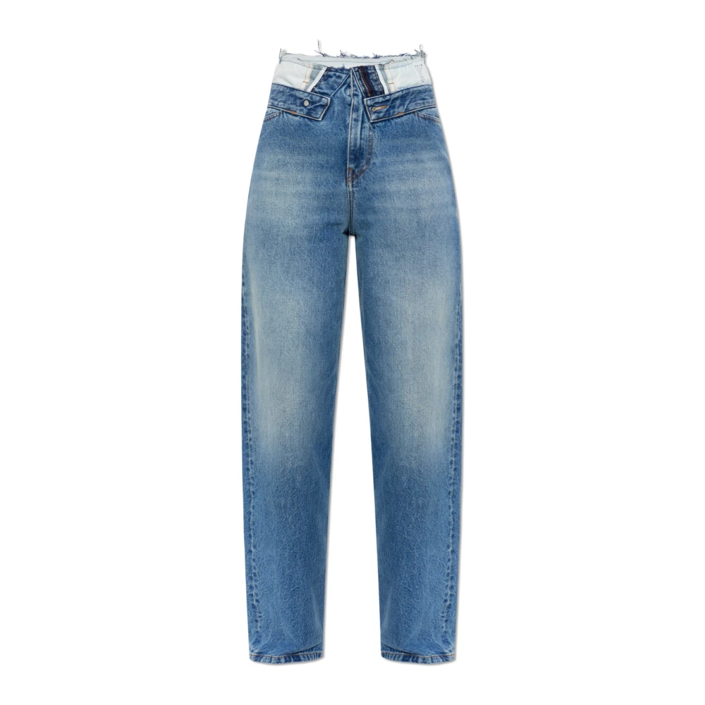 Mm6 Maison Margiela Women's Blue Straight-Leg Jeans - Loose Fit Jeans - W27 - Jeans