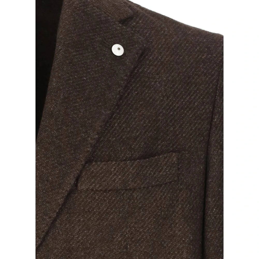 Lubiam Bruine wollen jas met pieklapel Brown Heren
