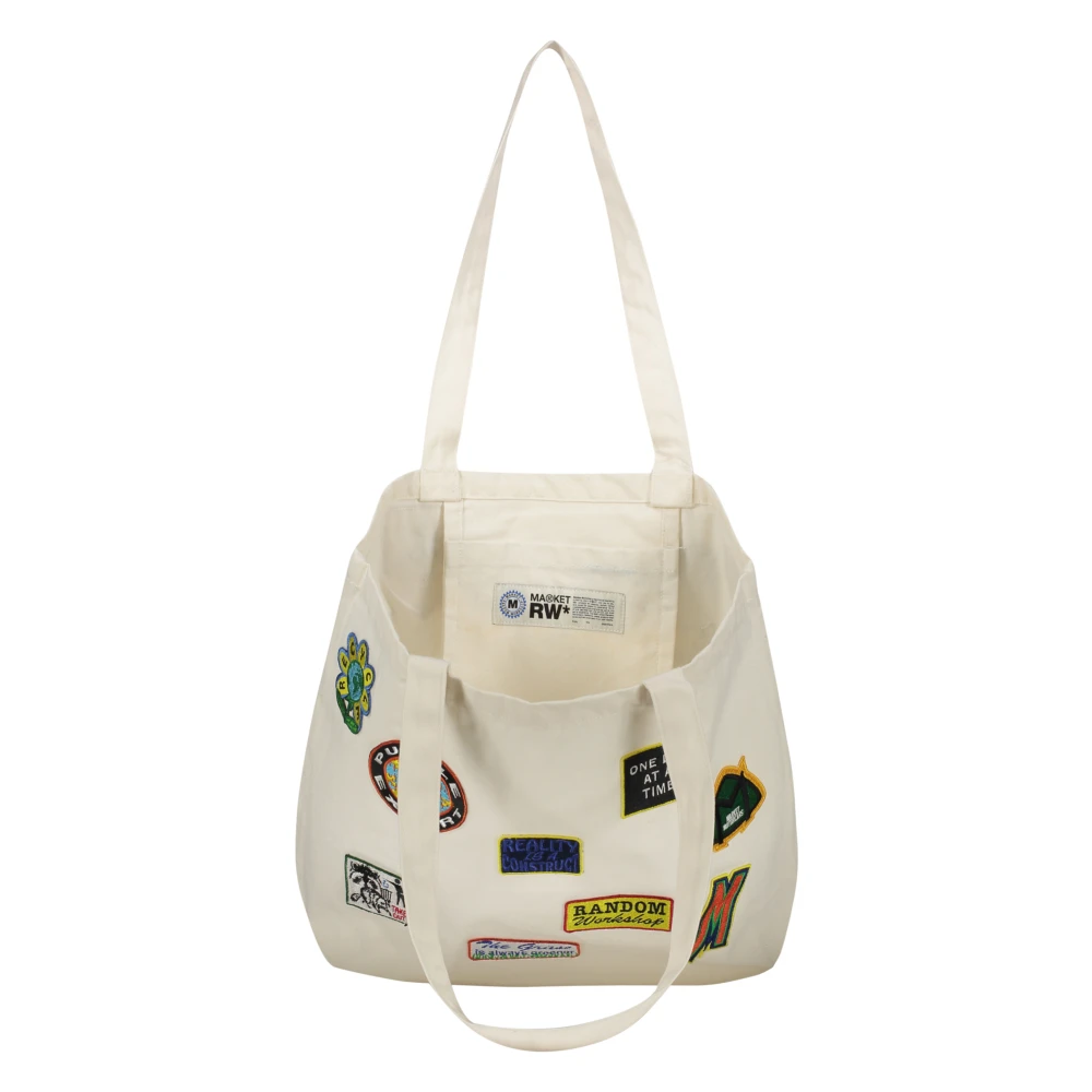 Market Patchwork Tote Bag Beige Unisex