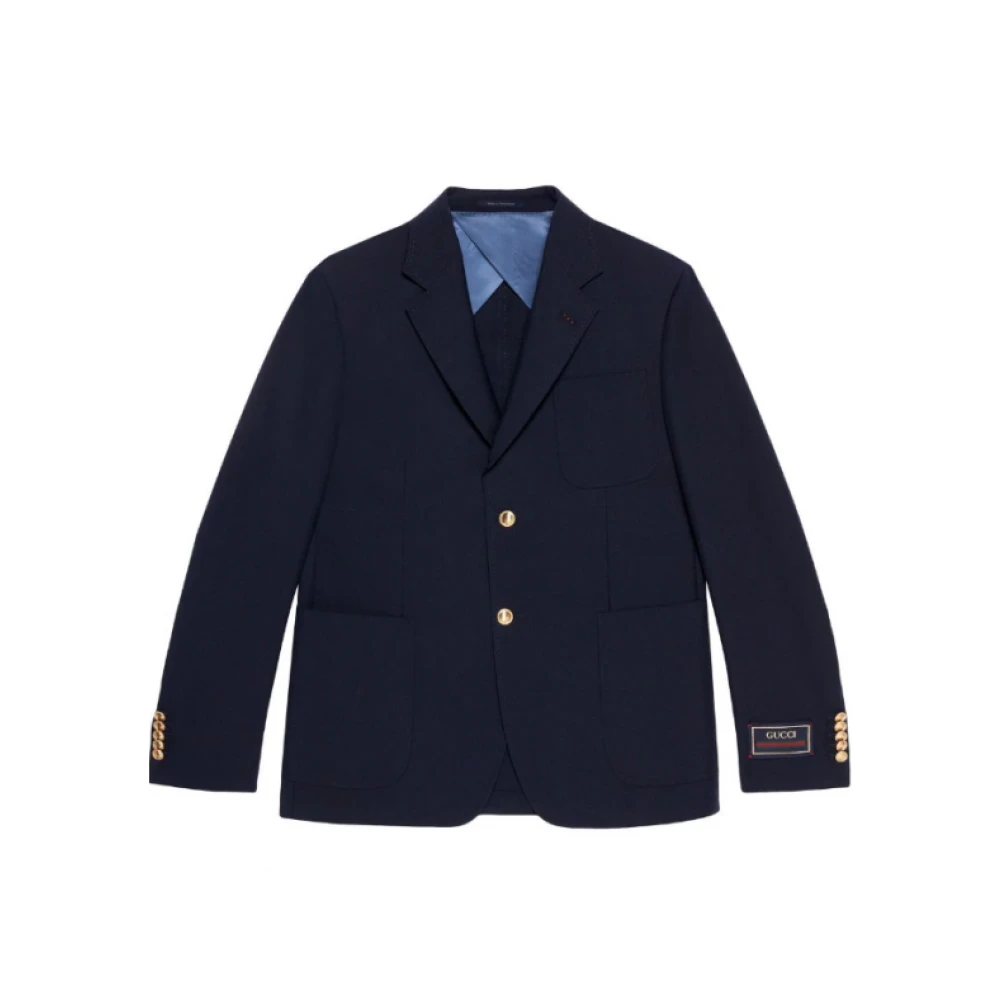 Gucci Logo Patch Suit Vest Blue, Herr