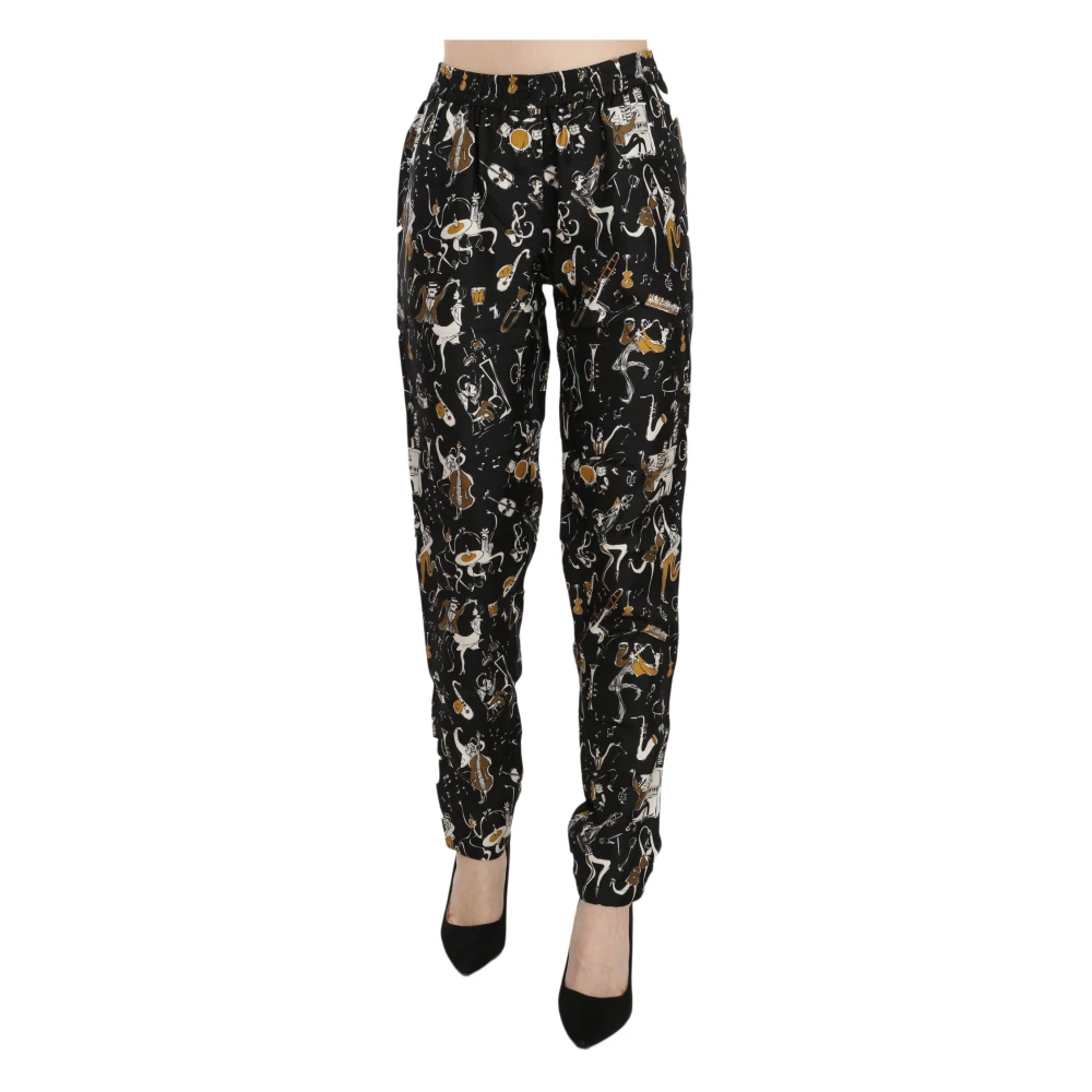 Dolce & Gabbana Women's Black Elegant High-Waisted Silk Tapered Pants