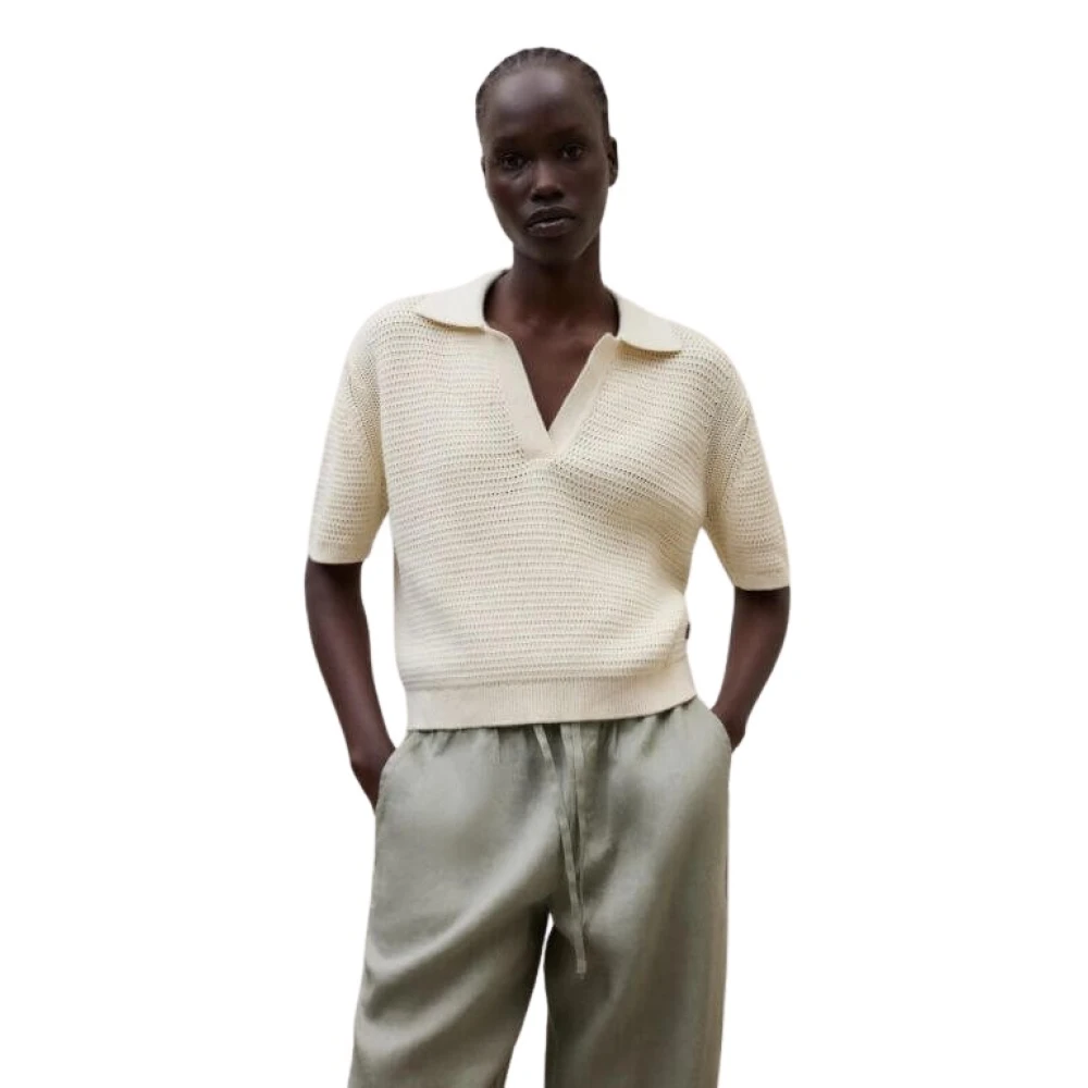 Ecoalf Women's Beige Anna Polo - V-Neck Knitwear - Xs - Knitwear