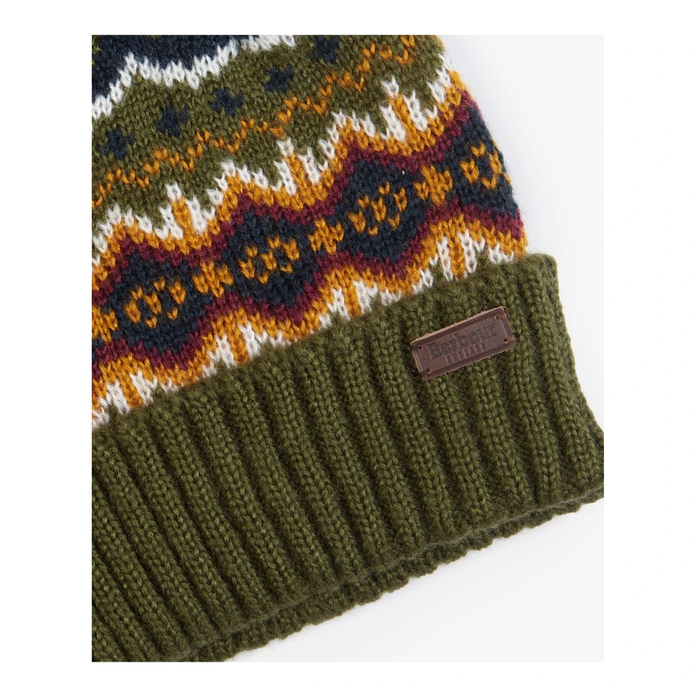 Barbour Groene Gebreide Fairisle Pom Hoed Green Heren